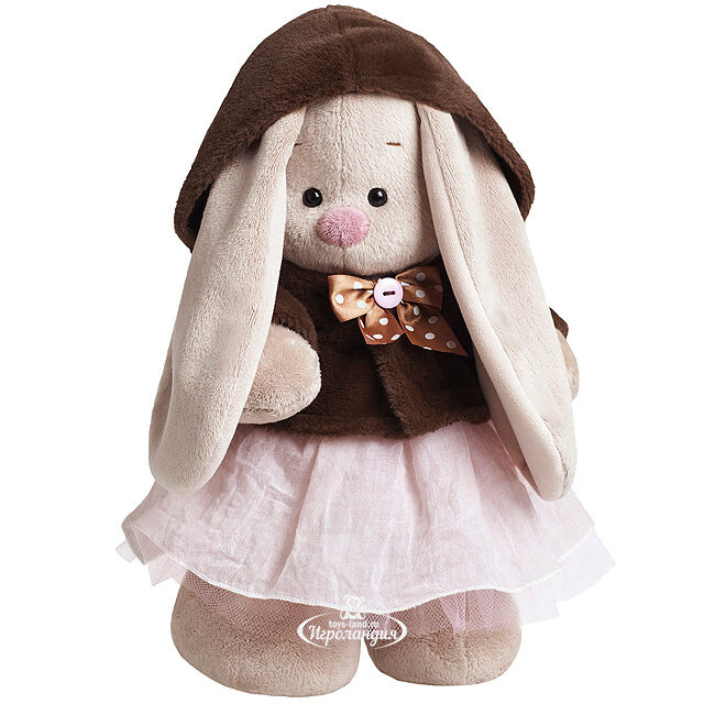 Мягкая игрушка Зайка Ми в коричневой шубке и розовом платье 32 см, коллекция Винтаж Budi Basa