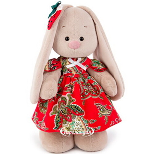 Мягкая игрушка Зайка Ми в красном платьице с клубничкой 25 см коллекция Город Budi Basa