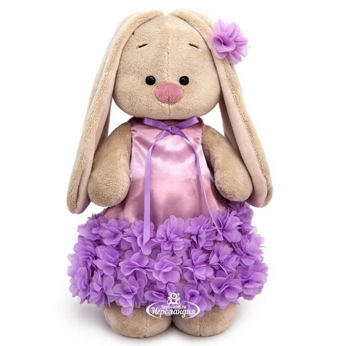 Мягкая игрушка Зайка Ми в платье с оборкой из цветов 25 см Budi Basa