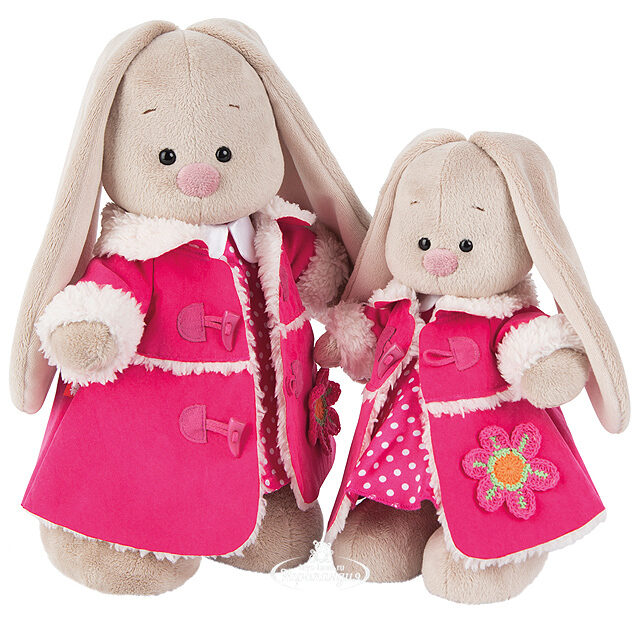 Мягкая игрушка Зайка Ми в платье и розовой дубленке 32 см коллекция Город Budi Basa
