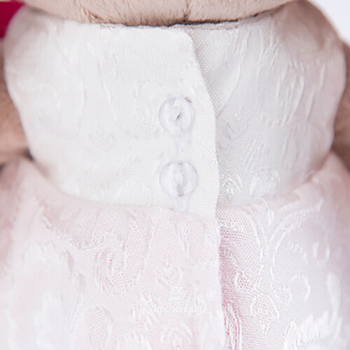 Мягкая игрушка Зайка Ми в белом платьице с атласной розой 25 см коллекция Город Budi Basa