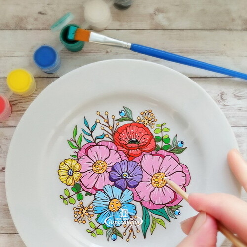 Набор для росписи Тарелка-Раскраска - Цветы Раскрась и подари
