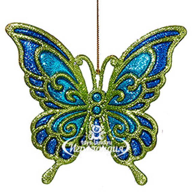 Елочная игрушка Бабочка Пелеида 12 см зеленая, подвеска Kurts Adler