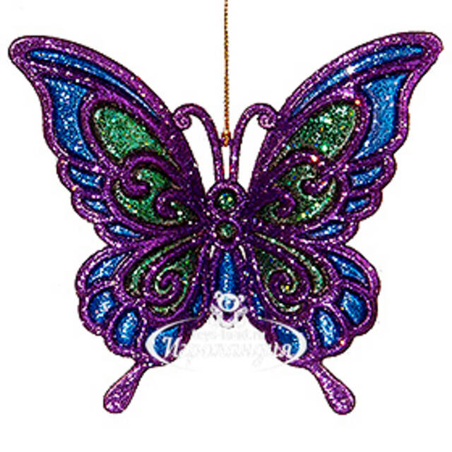 Елочная игрушка Бабочка Пелеида 12 см фиолетовая, подвеска Kurts Adler