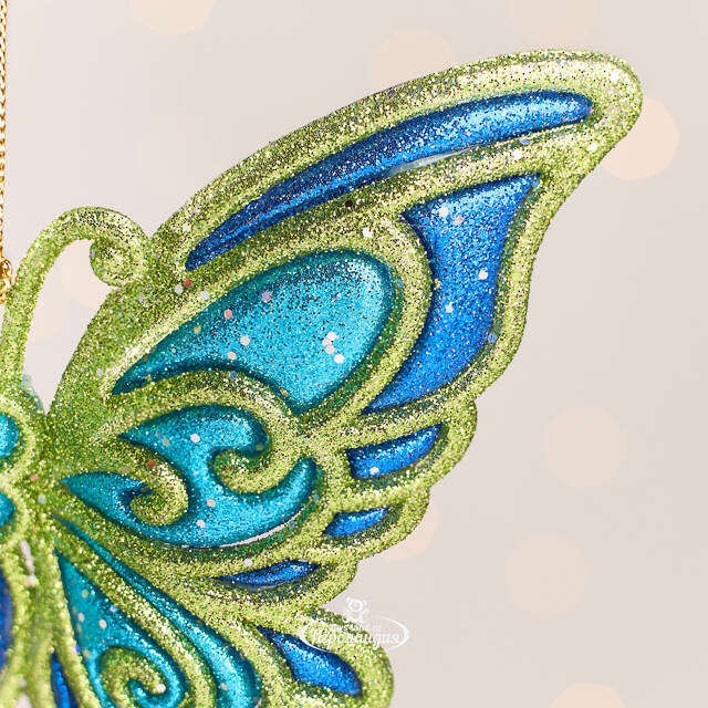 Елочная игрушка Бабочка Пелеида 12 см зеленая, подвеска Kurts Adler