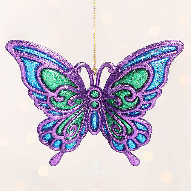 Елочная игрушка Бабочка Пелеида 12 см фиолетовая, подвеска Kurts Adler