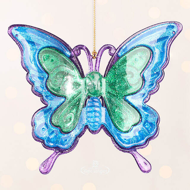 Елочная игрушка Бабочка Пелеида 12 см фиолетовая, подвеска Kurts Adler