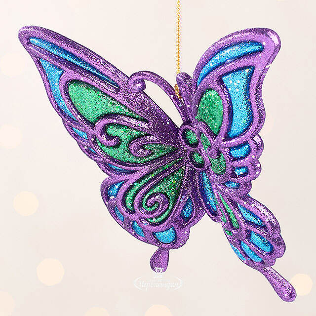 Елочная игрушка Бабочка Пелеида 12 см фиолетовая, подвеска Kurts Adler