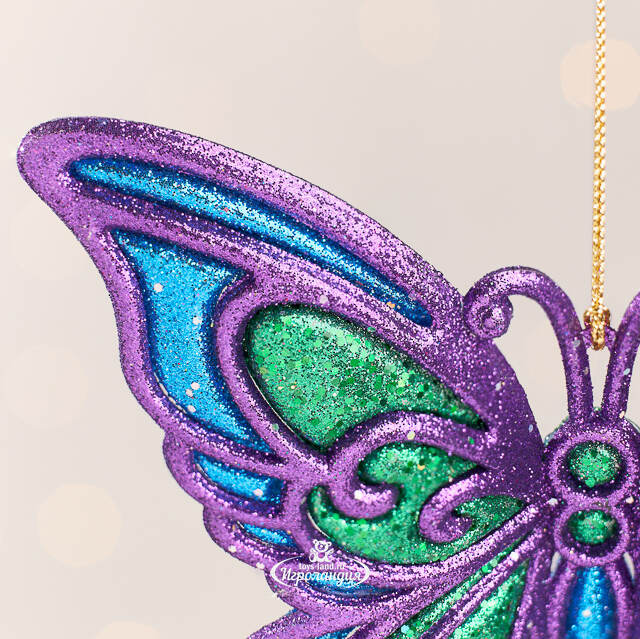 Елочная игрушка Бабочка Пелеида 12 см фиолетовая, подвеска Kurts Adler