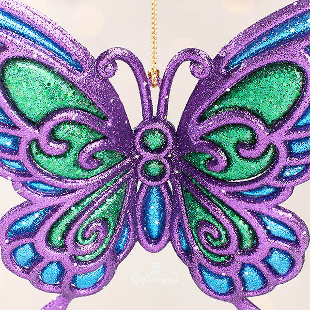 Елочная игрушка Бабочка Пелеида 12 см фиолетовая, подвеска Kurts Adler