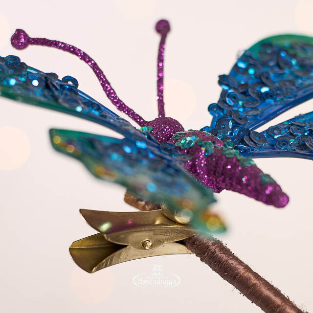 Елочная игрушка Бабочка Морфо 15 см изумрудная с синим, клипса Kurts Adler