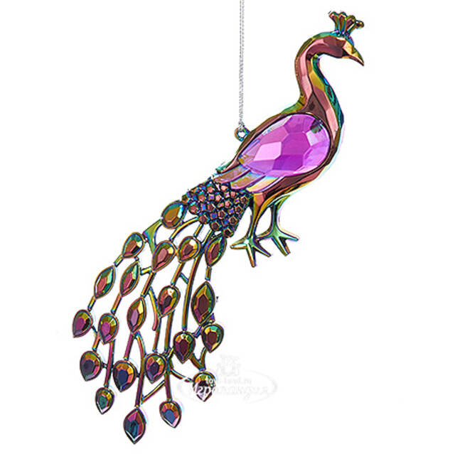 Елочная игрушка Драгоценный Павлин 12 см розовый, подвеска Kurts Adler