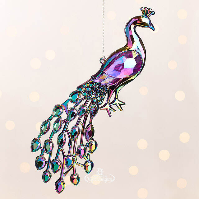 Елочная игрушка Драгоценный Павлин 12 см розовый, подвеска Kurts Adler