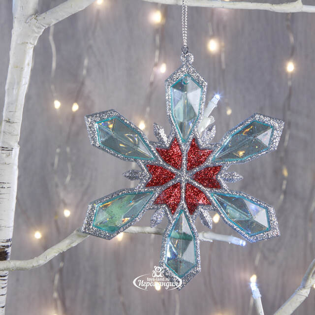 Елочная игрушка Снежинка Императорский кристалл 13 см с серебряной отделкой Kurts Adler