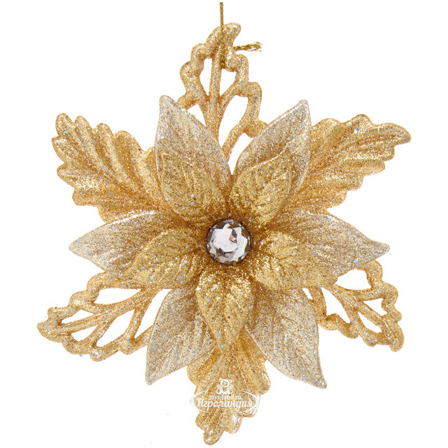 Елочная игрушка Пуансеттия Fiore d'Oro 13 см, подвеска Kurts Adler