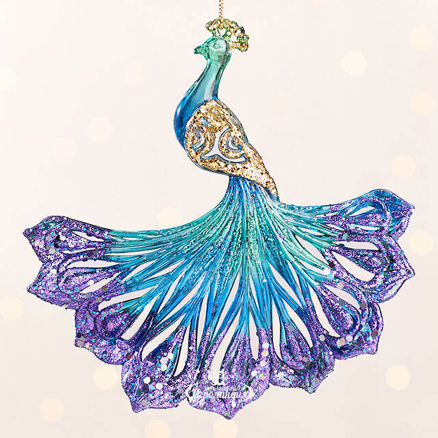 Елочная игрушка Грациозный Павлин 15 см зеленый, подвеска Kurts Adler