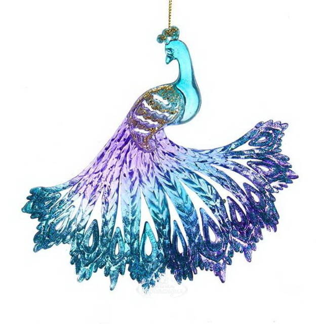 Елочная игрушка Грациозный Павлин 15 см синий, подвеска Kurts Adler