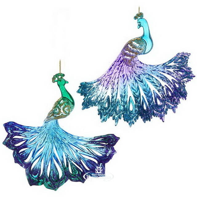 Елочная игрушка Грациозный Павлин 15 см зеленый, подвеска Kurts Adler
