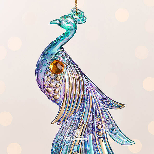 Елочная игрушка Павлин - Янтарное Сердце 16 см, подвеска Kurts Adler