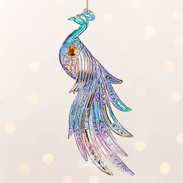 Елочная игрушка Павлин - Янтарное Сердце 16 см, подвеска Kurts Adler