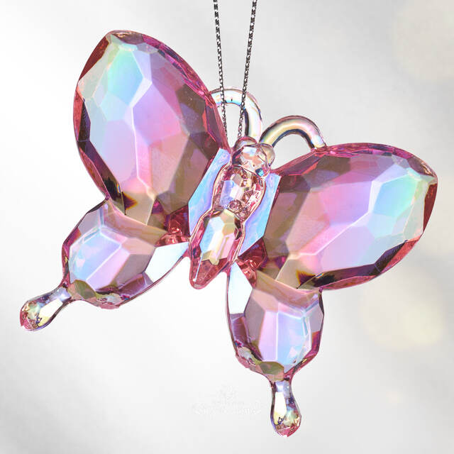 Елочная игрушка Бабочка Rose Murmure 6 см, подвеска Kurts Adler