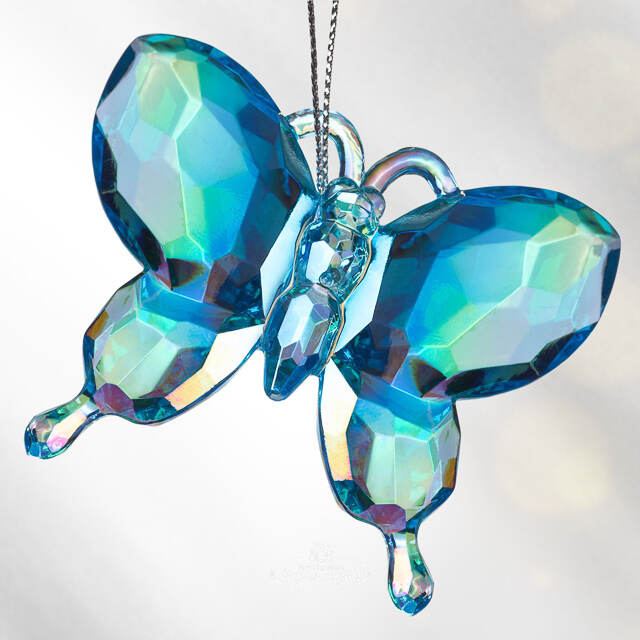 Елочная игрушка Бабочка Bleu Murmure 6 см, подвеска Kurts Adler