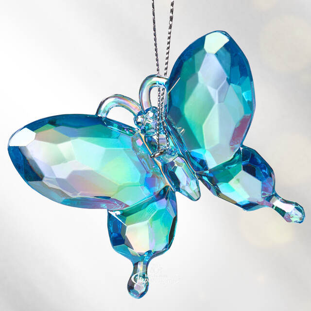 Елочная игрушка Бабочка Bleu Murmure 6 см, подвеска Kurts Adler