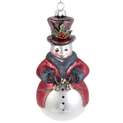Стеклянная елочная игрушка Снеговик Лоренцо: Mariano Christmas 15 см, подвеска Kurts Adler