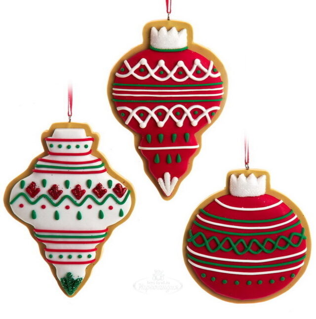 Набор елочных игрушек Christmas Allemande 9 см, 3 шт, подвеска Kurts Adler