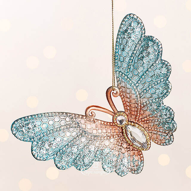 Елочная игрушка Бабочка Иви - Azure Wonders 10 см Kurts Adler