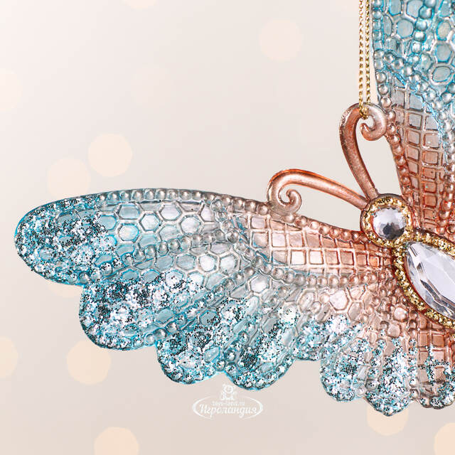 Елочная игрушка Бабочка Иви - Azure Wonders 10 см Kurts Adler