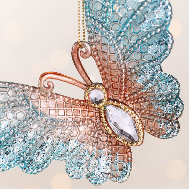 Елочная игрушка Бабочка Иви - Azure Wonders 10 см Kurts Adler