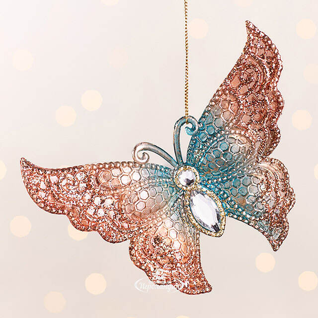 Елочная игрушка Бабочка Шанти - Azure Wonders 11 см Kurts Adler