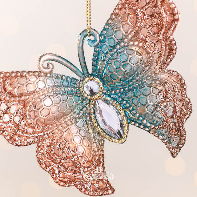 Елочная игрушка Бабочка Шанти - Azure Wonders 11 см Kurts Adler