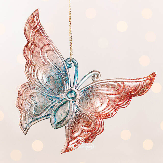 Елочная игрушка Бабочка Шанти - Azure Wonders 11 см Kurts Adler