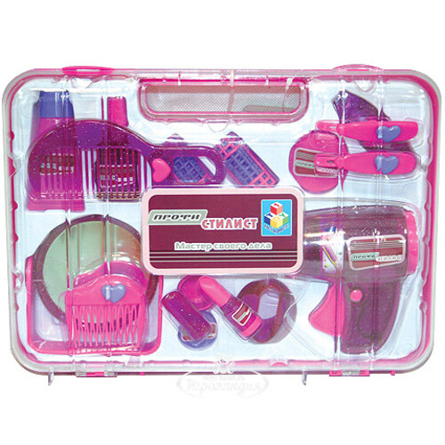 Набор Профи Стилист в чемоданчике 11 предметов розовый 1TOY