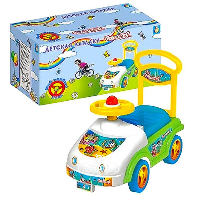 Каталка "Ну, Погоди!" зеленая 1TOY (1Той)