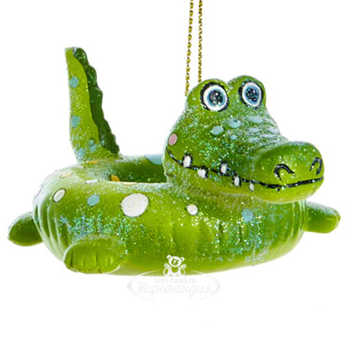 Елочная игрушка Крокодильчик - Каникулы на пляже 8 см, подвеска Kurts Adler