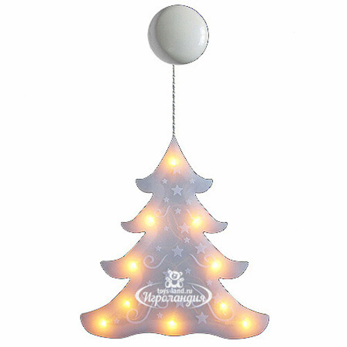 Светящееся украшение на присоске Елочка 21*23 см, 10 теплых белых LED ламп на батарейке Snowhouse