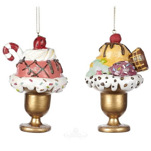 Елочная игрушка Мороженое с рожком - Maison du Sucre 10 см, подвеска Goodwill