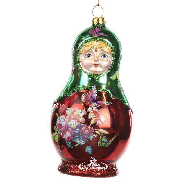 Стеклянная елочная игрушка Матрешка Забава - Russian Doll 14 см Goodwill