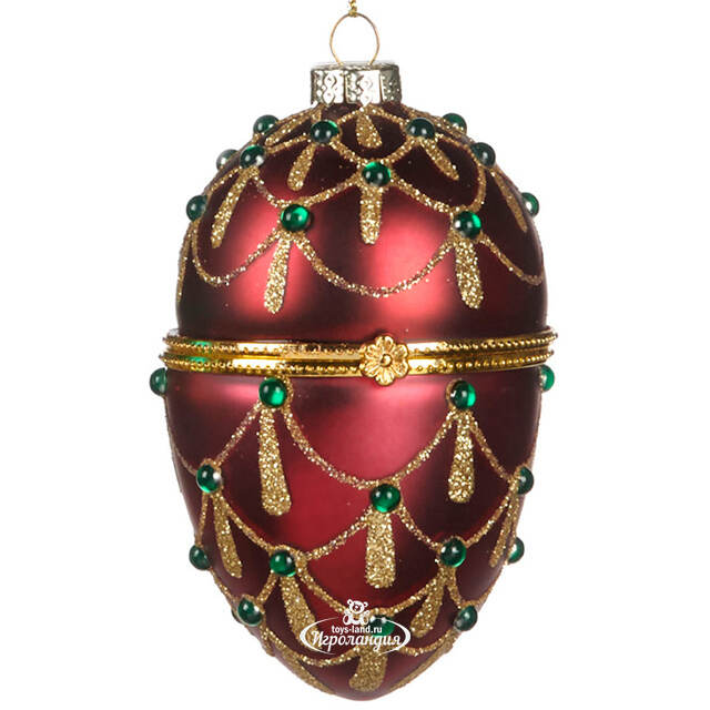 Стеклянная елочная игрушка Яйцо Тистольф 11 см рубиновая, подвеска Goodwill
