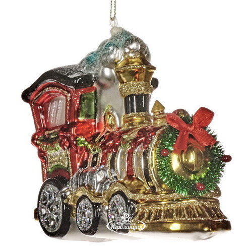 Стеклянная елочная игрушка Поезд: Holiday Matinees 15 см, подвеска Goodwill