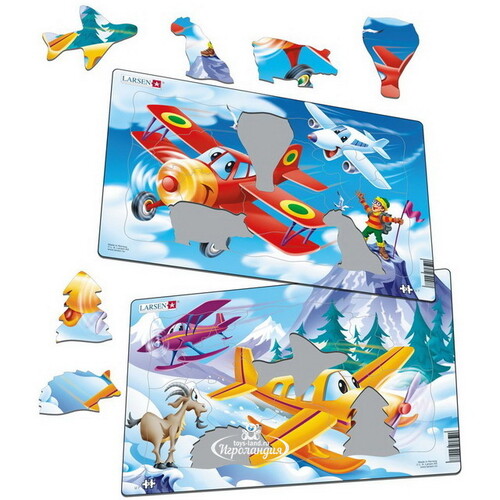 Пазл для малышей Самолеты - Гонки над снегом, 13 элементов, 28*18 см LARSEN