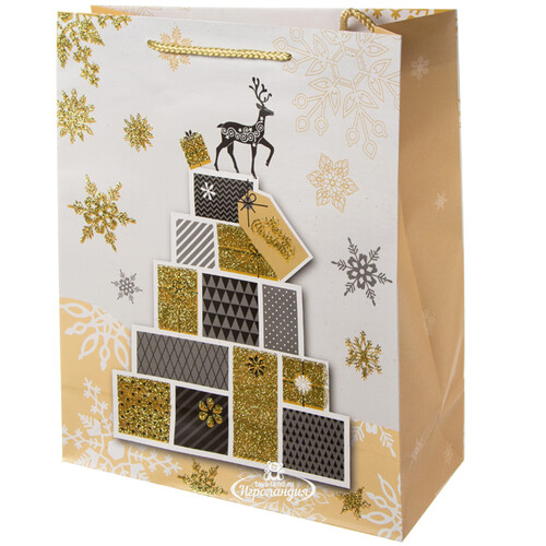 Подарочный пакет Magic Christmas - Коробочки с презентами 33*27 см Due Esse Christmas