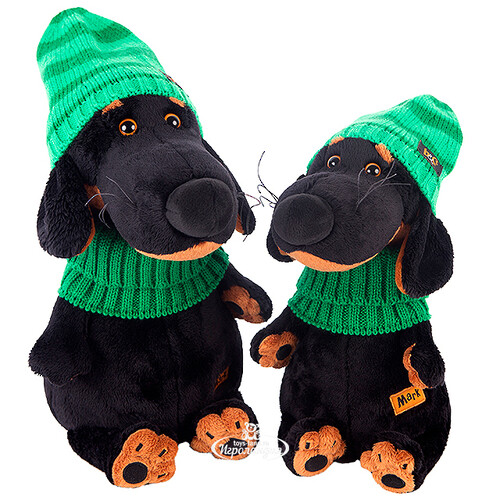 Мягкая игрушка Собака Ваксон в зеленой шапке и шарфе 25 см Budi Basa