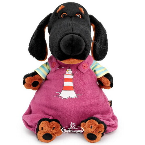Мягкая игрушка Собака Ваксон в комбинезоне с маяком 25 см Budi Basa