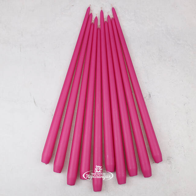 Высокие свечи 40 см Андреа Velvet фуксия, 10 шт Candleslight (Кэндлслайт)