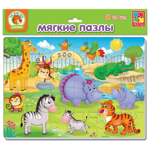 Мягкий пазл Зоопарк, 24 элемента Vladi Toys