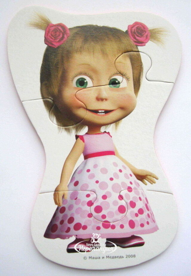 Набор мягких пазлов Маша и Медведь, 4 шт, 3-5 элементов Vladi Toys (Влади Тойс)